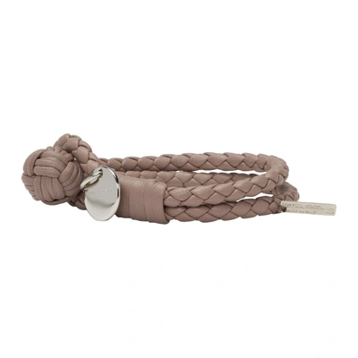 Shop Bottega Veneta Pink Intrecciato Knot Bracelet In 6600-rose
