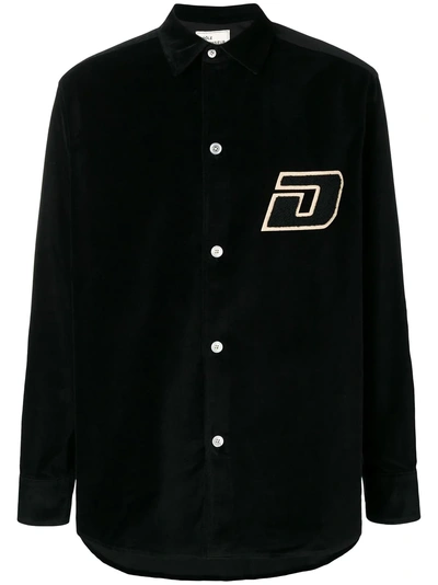 Shop Drôle De Monsieur Velvet Button-down Shirt - Black