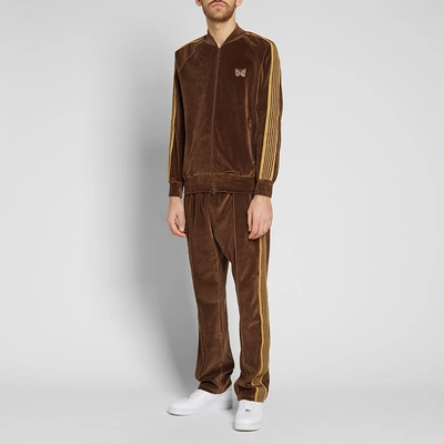 Shop Needles Velour Track Jacket In Brown