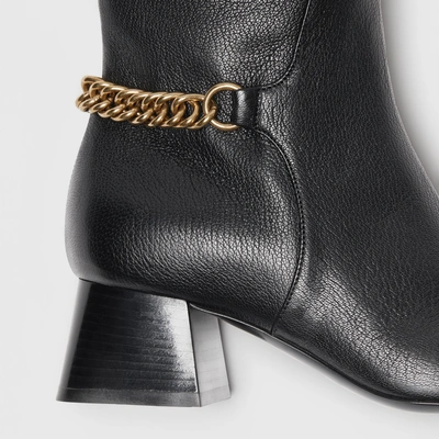Shop Burberry Link Detail Leather Knee-high Boots In Black