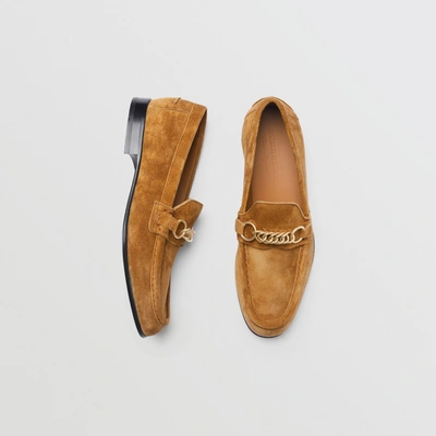 Shop Burberry The Suede Link Loafer In Malt Brown