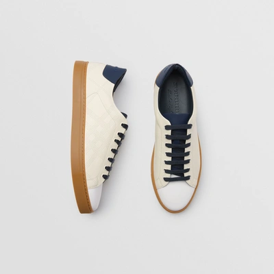 Burberry Albert Perforated Low-top Leather Trainers In Cream | ModeSens