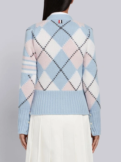 Shop Thom Browne 4-bar Argyle Intarsia Cardigan In Blue