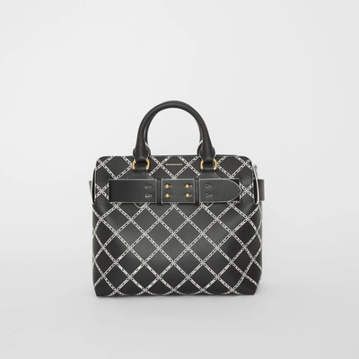 Shop Burberry The Small Perforated Link Leather Belt Bag In Black