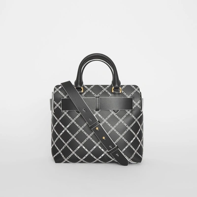 Shop Burberry The Small Perforated Link Leather Belt Bag In Black