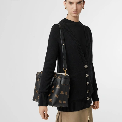 Shop Burberry The Small Equestrian Knight Leather Belt Bag In Black