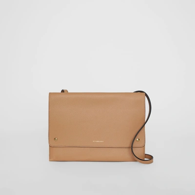 Shop Burberry Leather Envelope Crossbody Bag In Light Camel
