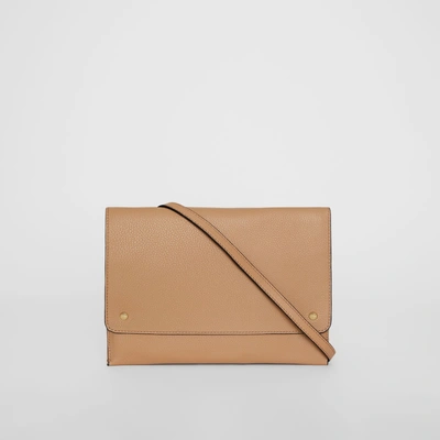 Shop Burberry Leather Envelope Crossbody Bag In Light Camel