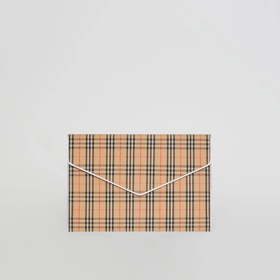 Shop Burberry Large 1983 Check Envelope Pouch In Silver