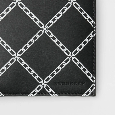 Shop Burberry Link Print Leather International Bifold Wallet In Black