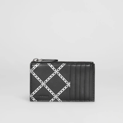 Shop Burberry Link Print Leather Card Case In Black