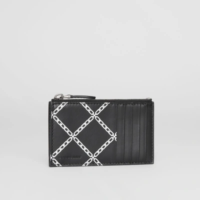 Shop Burberry Link Print Leather Card Case In Black