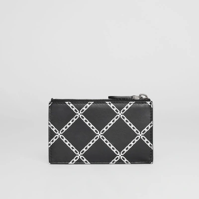 Shop Burberry Link Print Leather Card Case In Black