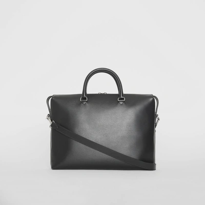 Shop Burberry Large Textured Leather Briefcase In Black