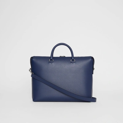 Shop Burberry Large Textured Leather Briefcase In Navy