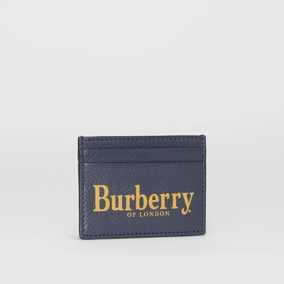 Shop Burberry Logo Print Leather Card Case In Storm Blue/antique Green