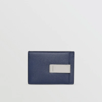 Shop Burberry London Leather Money Clip Card Case In Navy