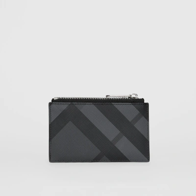 Shop Burberry Equestrian Knight Print And Leather Zip Card Case In Charcoal/black