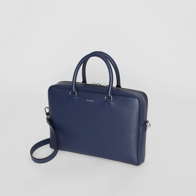 Shop Burberry London Leather Briefcase In Navy