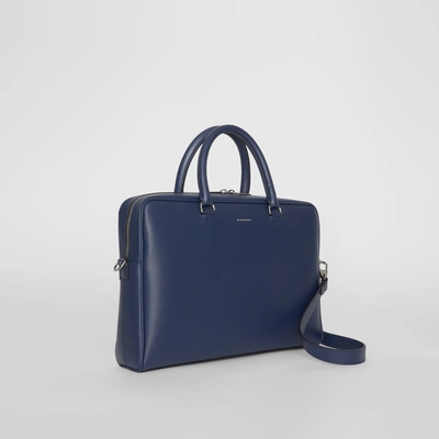 Shop Burberry London Leather Briefcase In Navy