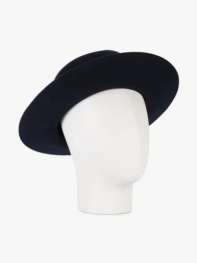 Shop Maison Michel Navy Blue Henrietta Fedora