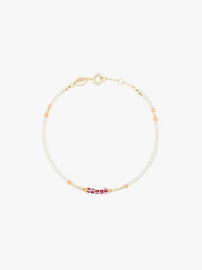 Shop Anni Lu White And Orange Peppy Gold Plated Bracelet In Neutrals
