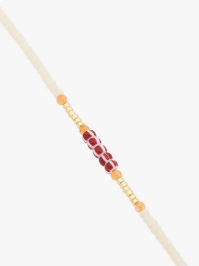 Shop Anni Lu White And Orange Peppy Gold Plated Bracelet In Neutrals