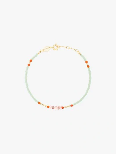 Shop Anni Lu Green, Red And Orange Peppy Gold Plated Bracelet In Browns