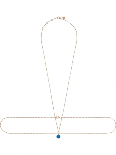 Shop Jacquemus Gold Metallic And Blue Perle Bleue Body Chain