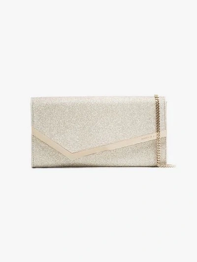 Shop Jimmy Choo Platinum Ice Silver And Gold-tone Emmie Clutch In Metallic