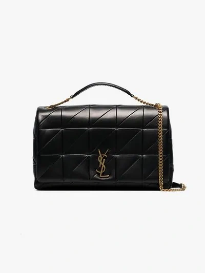 Shop Saint Laurent Black Jamie Patchwork Shoulder Bag