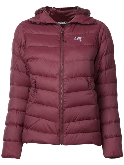 Shop Arc'teryx Quilted Hooded Jacket In Red