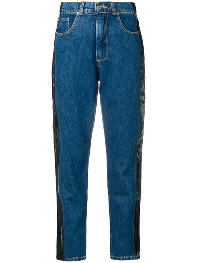 Shop Misbhv Painted Side Tapered Jeans In Blue