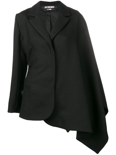 Shop Jacquemus Asymmetric Sleeve Blazer - Black