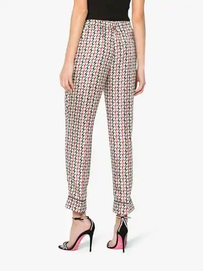 Shop Prada Printed Silk Pajamas In White