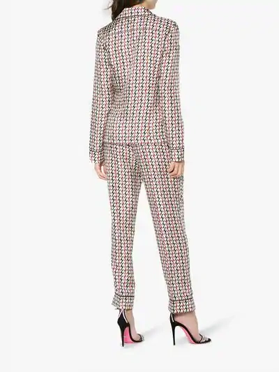 Shop Prada Printed Silk Pajamas In White