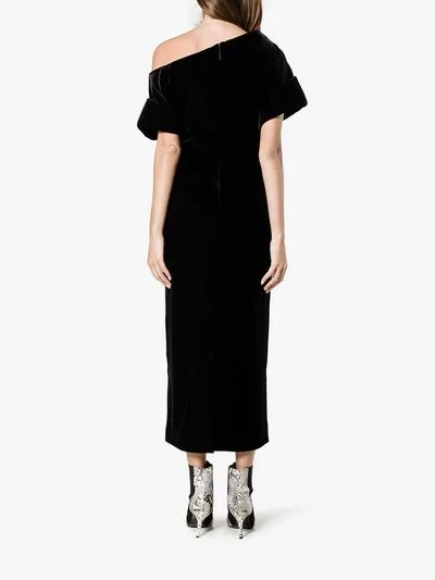 Shop Christopher Kane Stretch Velvet One-shoulder Dress In Black