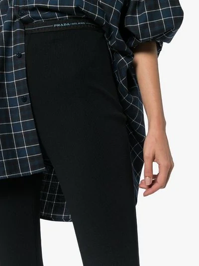 Shop Prada Jersey Knit Trousers In Black