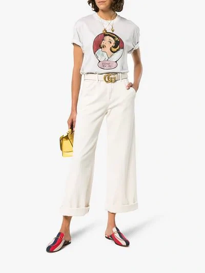 Shop Gucci Princetown Sylvie Canvas Slipper In Multicolour