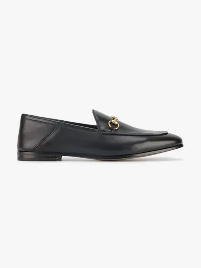 Shop Gucci Black Horsebit Leather Loafers