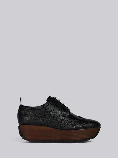 Shop Thom Browne Leather Brogue Platform In Black