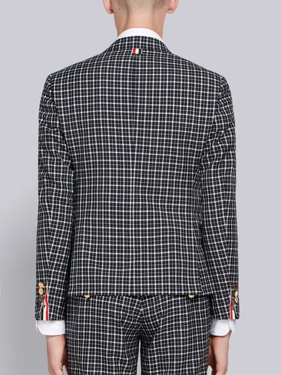 Shop Thom Browne Windowpane Tartan Sport Coat In Blue