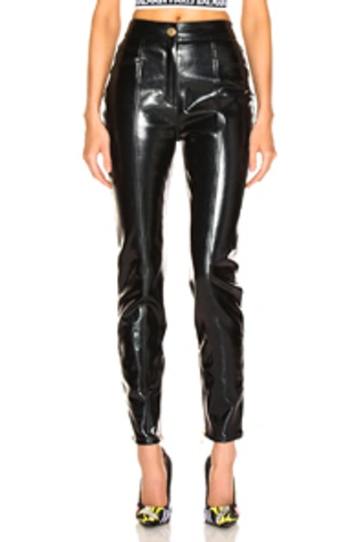 Shop Balmain Patent Leather Pants In Black