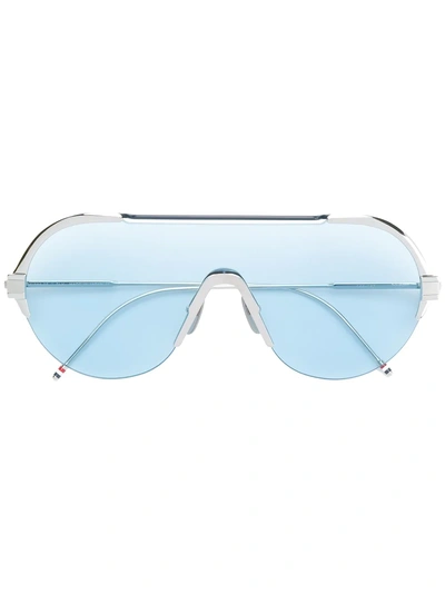 Shop Thom Browne Eyewear Aviator Tinted Sunglasses - Silver