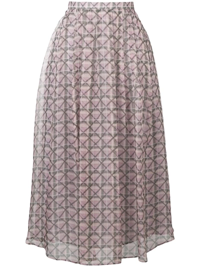 Shop Alexa Chung Pleated Geometric Midi Skirt - Purple