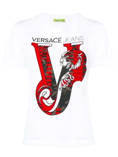 Versace Jeans Tiger V Print T-shirt - White | ModeSens