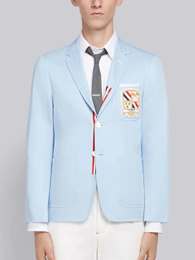 Shop Thom Browne Patch Pocket Grosgrain Sport Coat In Blue