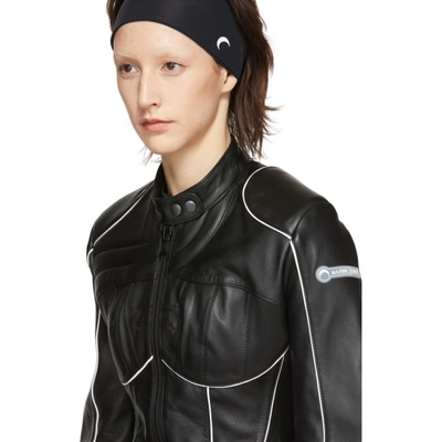 Shop Marine Serre Black Leather Jacket