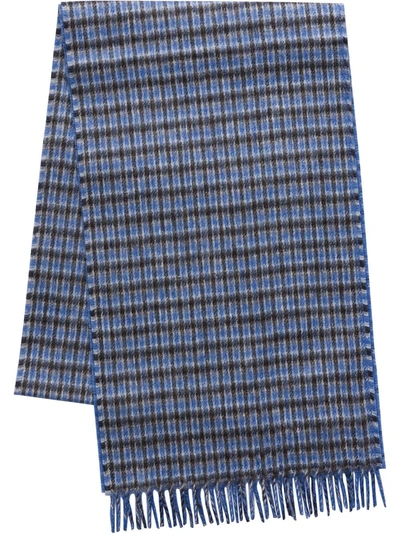 Shop Prada Checkered Scarf In Blue