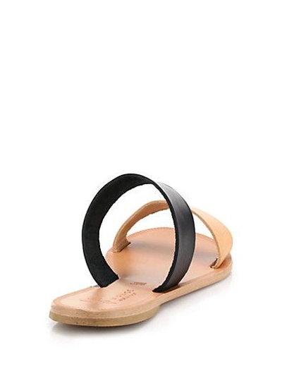 Shop Joie Sable Two-tone Leather Slide Sandals In Tan-black